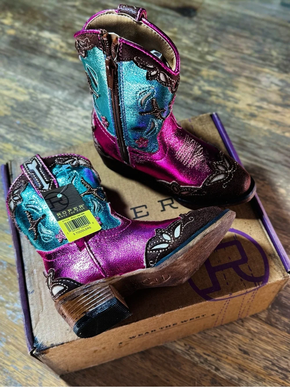 Brand new Roper Pink and Turquoise toddler Western Cowgirl Boots